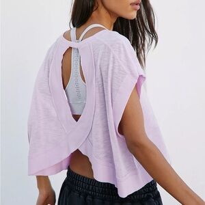 Free People Lilac Open-Back Cropped Sweatshirt